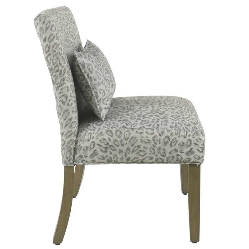 HomePop Fabric Cheetah Pattern Parker Accent Chair with Pillow in Gray