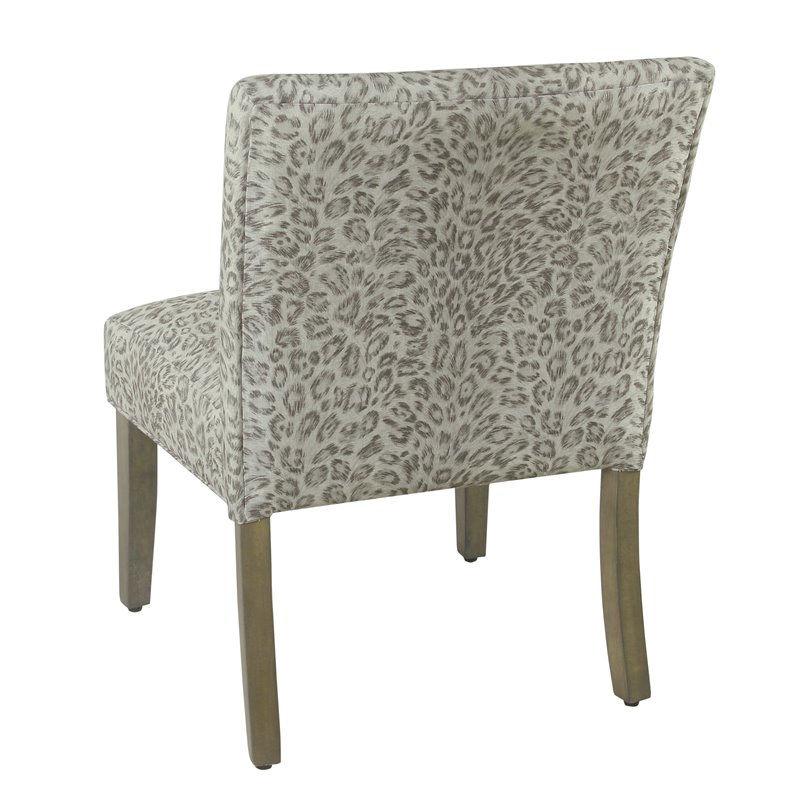 HomePop Fabric Cheetah Pattern Parker Accent Chair with Pillow in Gray