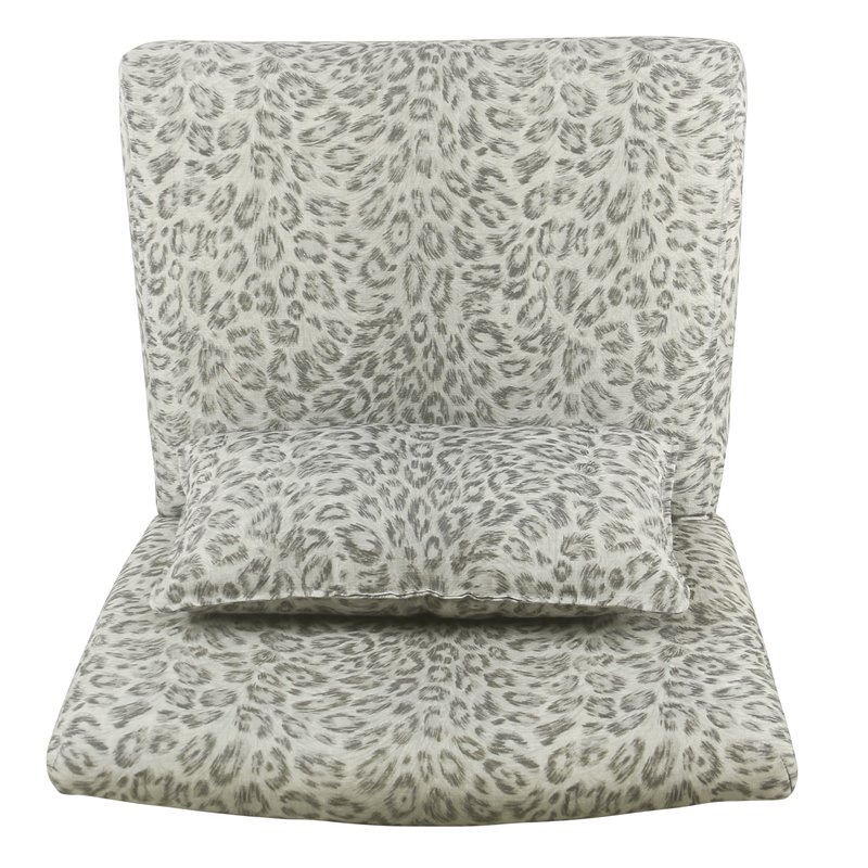 HomePop Fabric Cheetah Pattern Parker Accent Chair with Pillow in Gray