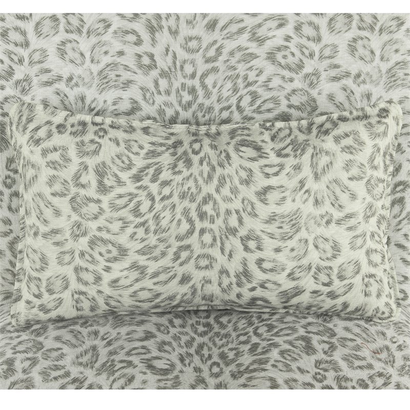 HomePop Fabric Cheetah Pattern Parker Accent Chair with Pillow in Gray