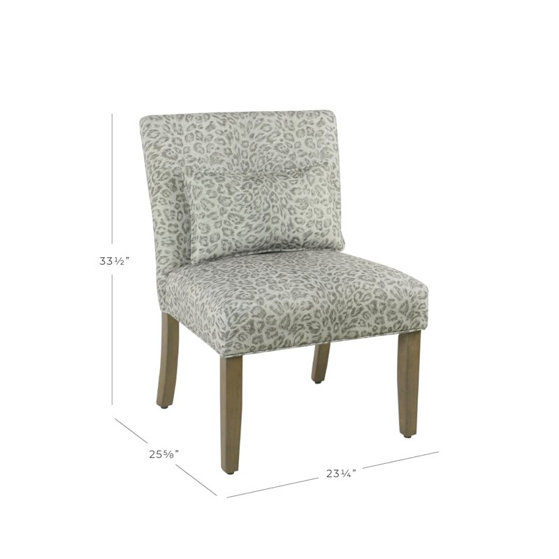 HomePop Fabric Cheetah Pattern Parker Accent Chair with Pillow in Gray