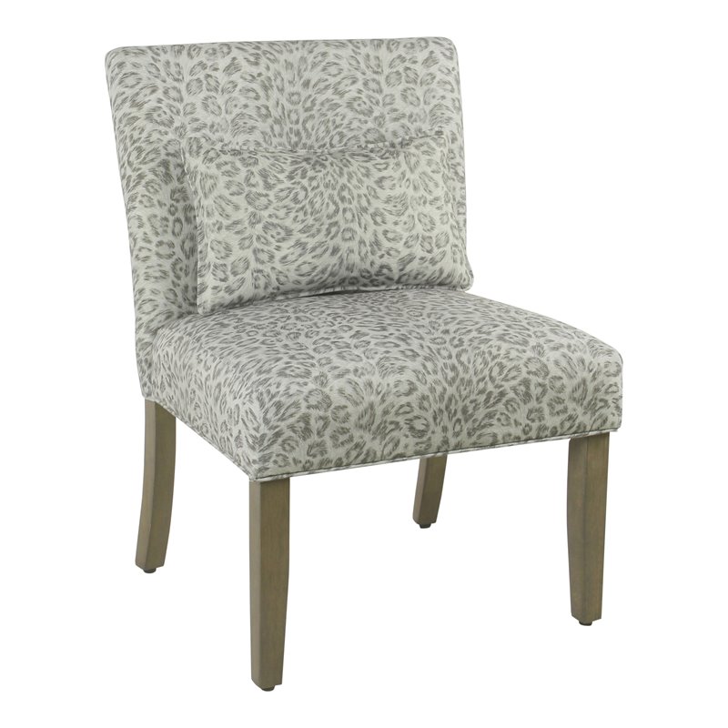 HomePop Fabric Cheetah Pattern Parker Accent Chair with Pillow in Gray