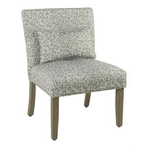 HomePop Fabric Cheetah Pattern Parker Accent Chair with Pillow in Gray