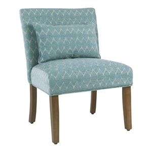 HomePop Transitional Fabric Parker Accent Chair with Pillow in Teal Blue