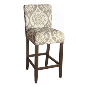HomePop Suri 44&quot Traditional Wood and Fabric Barstool in Brown
