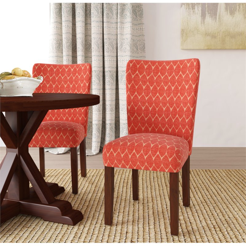 HomePop Traditional Fabric Parsons Chairs in Melon Orange (Set of 2)