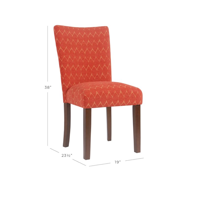HomePop Traditional Fabric Parsons Chairs in Melon Orange (Set of 2)