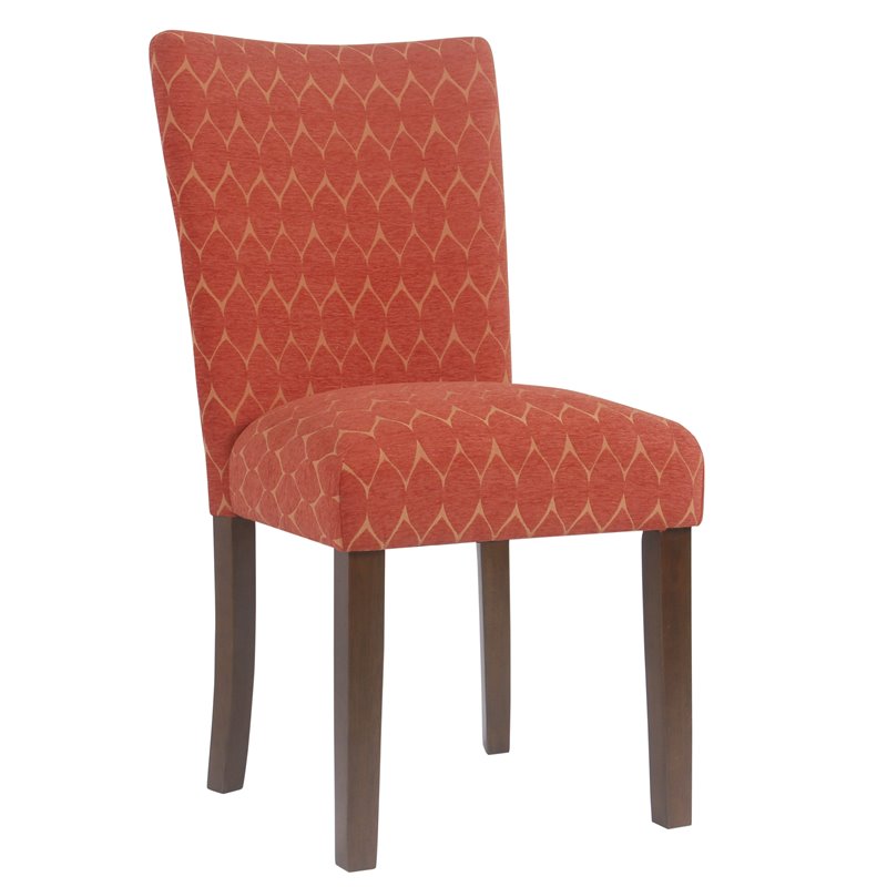 HomePop Traditional Fabric Parsons Chairs in Melon Orange (Set of 2)