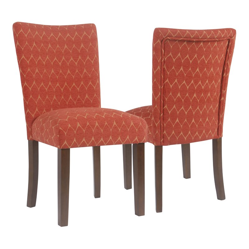 HomePop Traditional Fabric Parsons Chairs in Melon Orange (Set of 2)