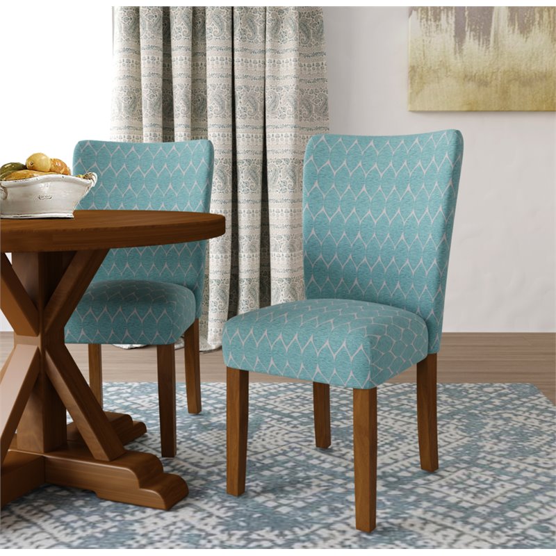 HomePop Traditional Fabric Parsons Chairs in Teal Blue (Set of 2)