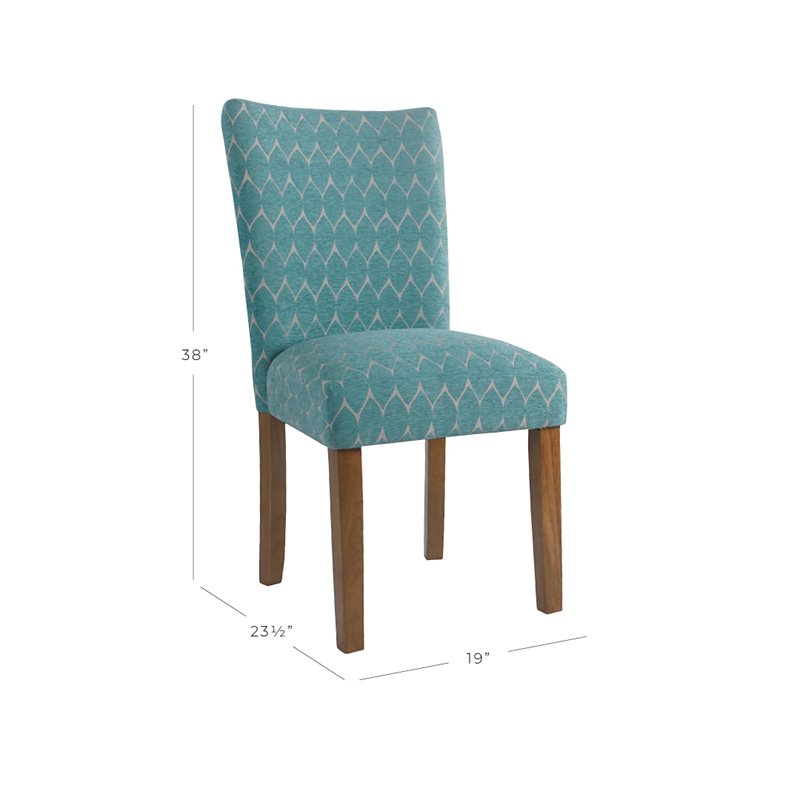 HomePop Traditional Fabric Parsons Chairs in Teal Blue (Set of 2)