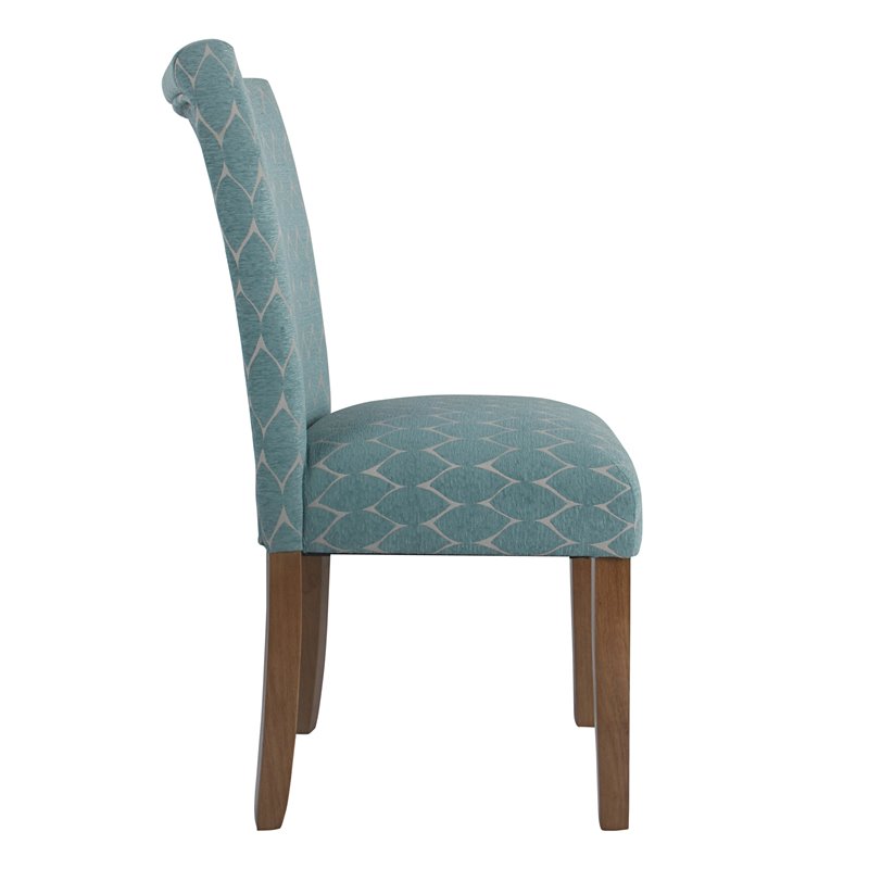 HomePop Traditional Fabric Parsons Chairs in Teal Blue (Set of 2)