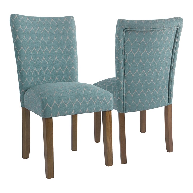 HomePop Traditional Fabric Parsons Chairs in Teal Blue (Set of 2)