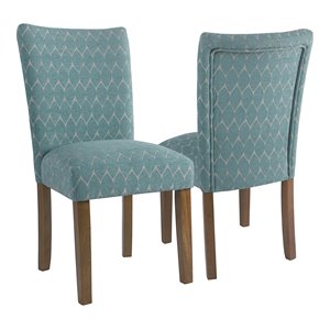 HomePop Traditional Fabric Parsons Chairs in Teal Blue (Set of 2)
