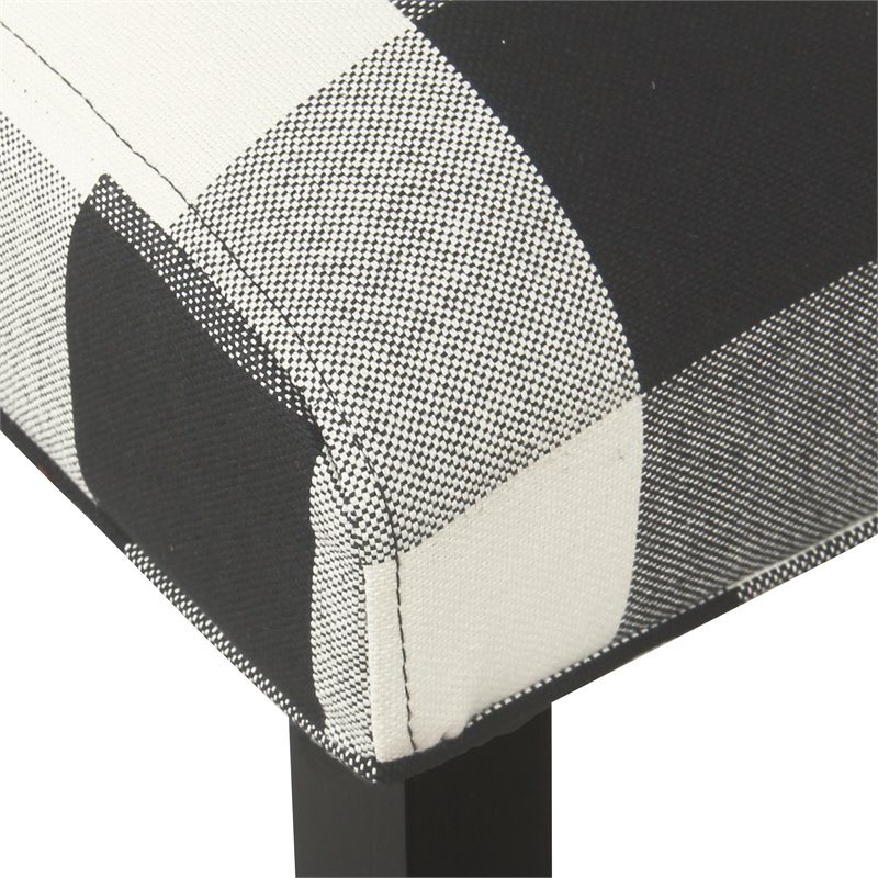 HomePop Transitional Fabric Plaid Pattern Parker Accent Chair w/ Pillow in Black