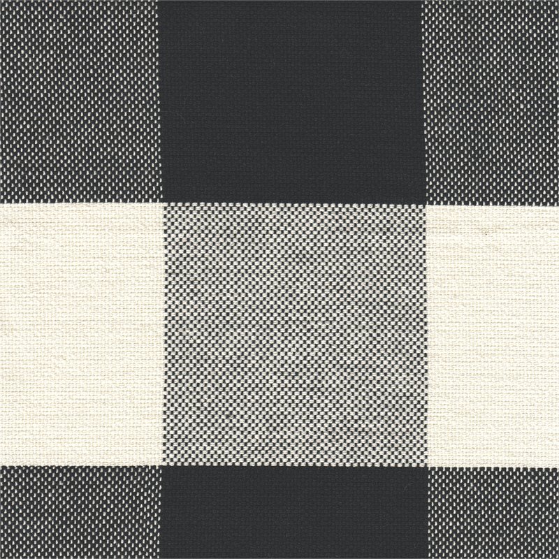 HomePop Transitional Fabric Plaid Pattern Parker Accent Chair w/ Pillow in Black
