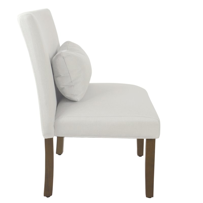 HomePop Transitional Fabric Parker Accent Chair with Pillow in White