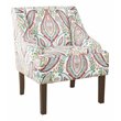 HomePop Traditional Wood and Fabric Swoop Accent Chair in Multi-Color