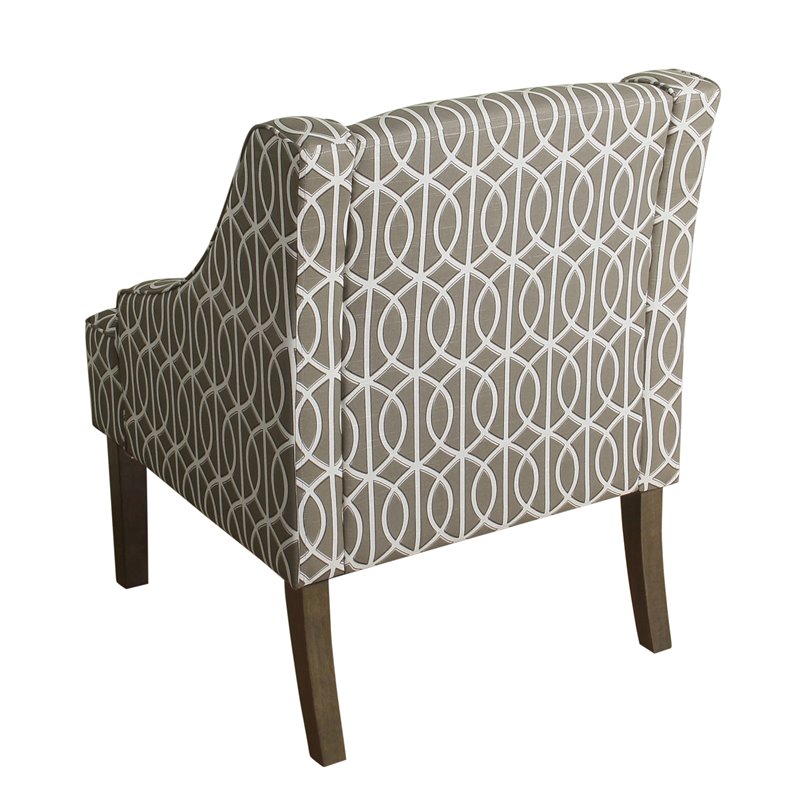 HomePop Finley Traditional Wood and Cotton Swoop Arm Accent Chair in Gray