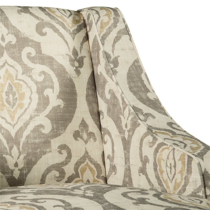 HomePop Suri Traditional Wood and Fabric Swoop Arm Accent Chair in Brown