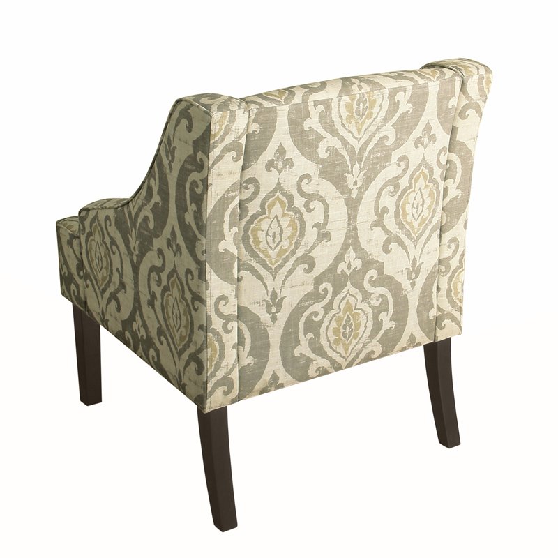 HomePop Suri Traditional Wood and Fabric Swoop Arm Accent Chair in Brown