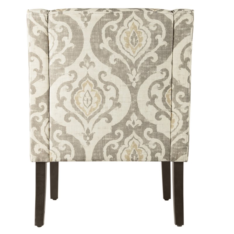 HomePop Suri Traditional Wood and Fabric Swoop Arm Accent Chair in Brown