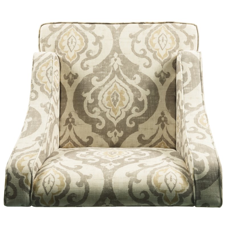 HomePop Suri Traditional Wood and Fabric Swoop Arm Accent Chair in Brown