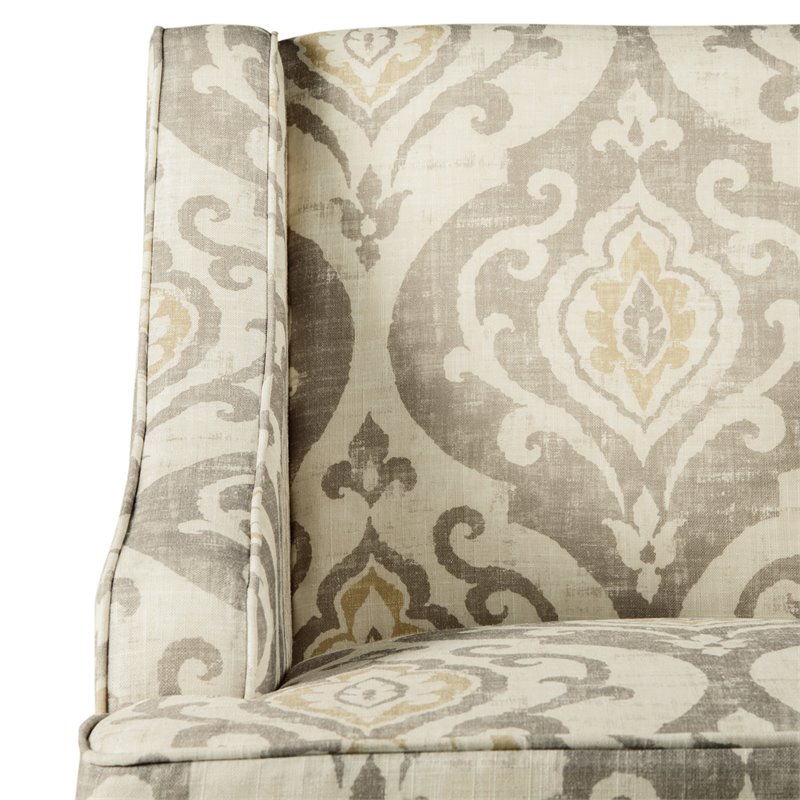 HomePop Suri Traditional Wood and Fabric Swoop Arm Accent Chair in Brown