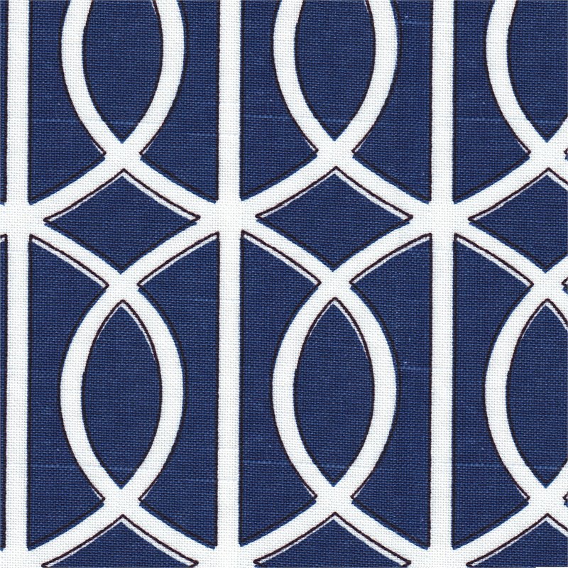 HomePop Bella Wood and Cotton Trellis Pattern Swoop Arm Accent Chair in Blue