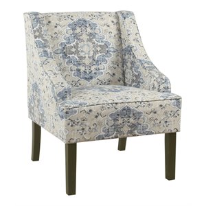 HomePop Traditional Fabric Swoop Arm Accent Chair in Antiqued Blue