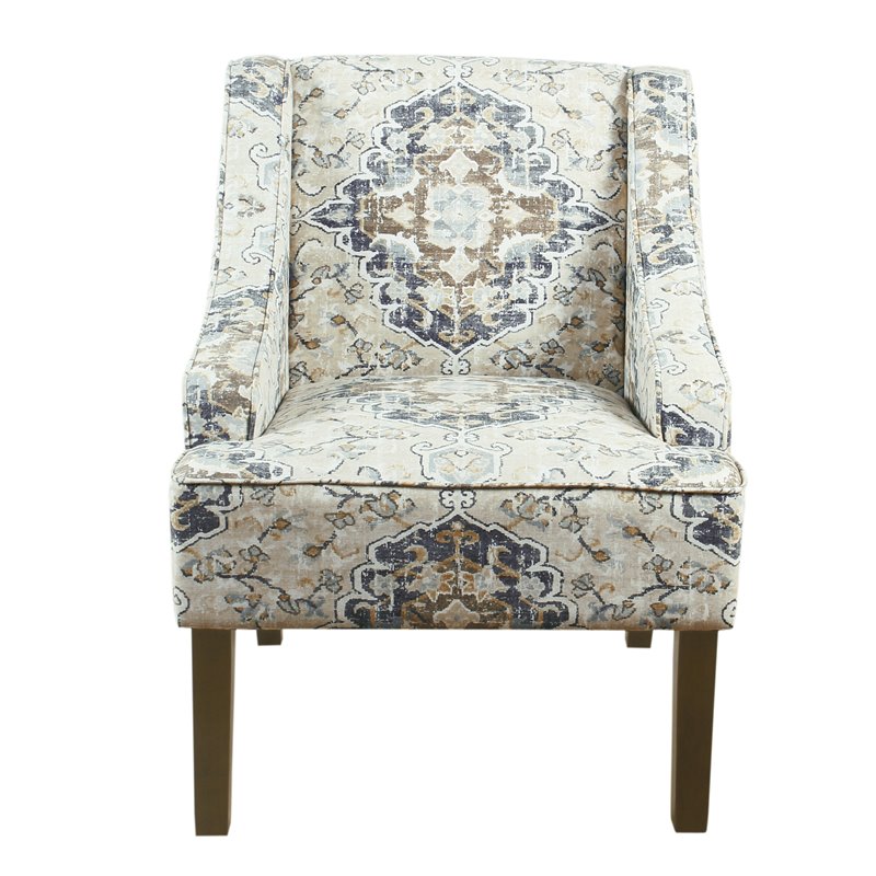 HomePop Traditional Fabric Swoop Arm Accent Chair in Ebony Cream
