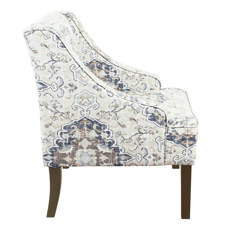 HomePop Traditional Fabric Swoop Arm Accent Chair in Ebony Cream