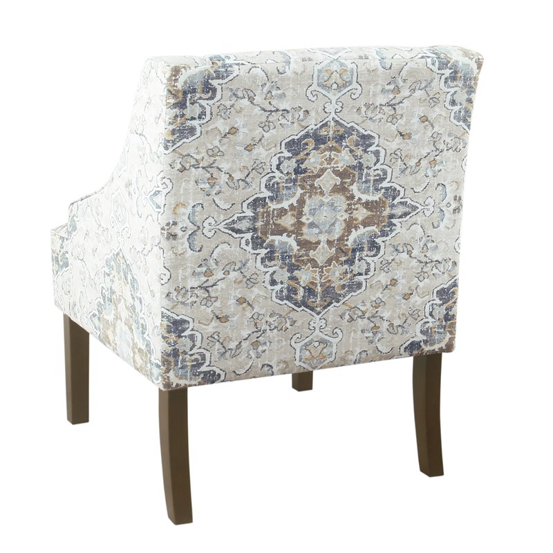 HomePop Traditional Fabric Swoop Arm Accent Chair in Ebony Cream