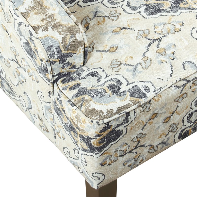 HomePop Traditional Fabric Swoop Arm Accent Chair in Ebony Cream