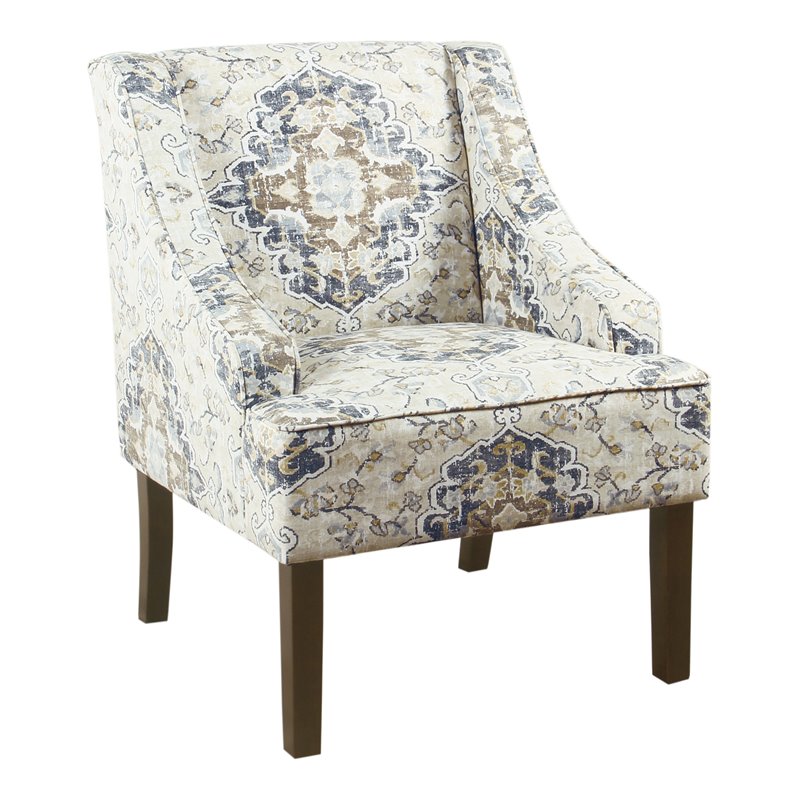 HomePop Traditional Fabric Swoop Arm Accent Chair in Ebony Cream