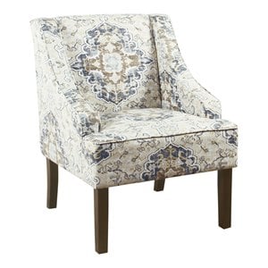 HomePop Traditional Fabric Swoop Arm Accent Chair in Ebony Cream