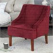 HomePop Traditional Wood and Velvet Swoop Arm Accent Chair in Red