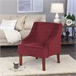 HomePop Traditional Wood and Velvet Swoop Arm Accent Chair in Red