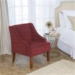 HomePop Traditional Wood and Velvet Swoop Arm Accent Chair in Red