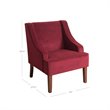 HomePop Traditional Wood and Velvet Swoop Arm Accent Chair in Red