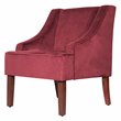 HomePop Traditional Wood and Velvet Swoop Arm Accent Chair in Red