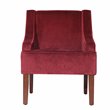 HomePop Traditional Wood and Velvet Swoop Arm Accent Chair in Red