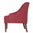 HomePop Traditional Wood and Velvet Swoop Arm Accent Chair in Red