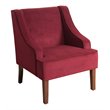 HomePop Traditional Wood and Velvet Swoop Arm Accent Chair in Red