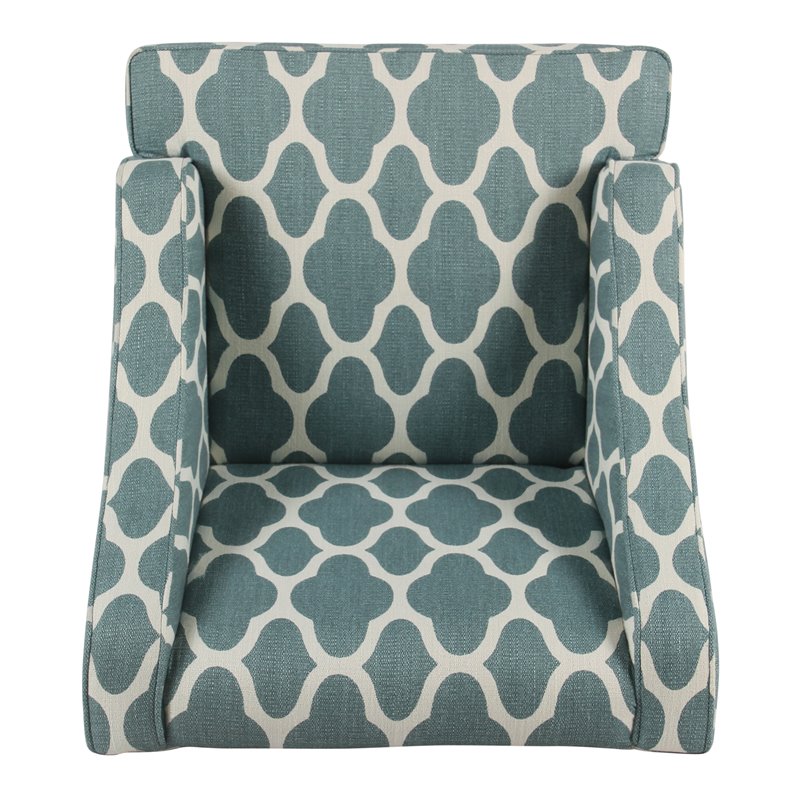 HomePop Traditional Fabric Geometric Swoop Arm Accent Chair in Teal Blue