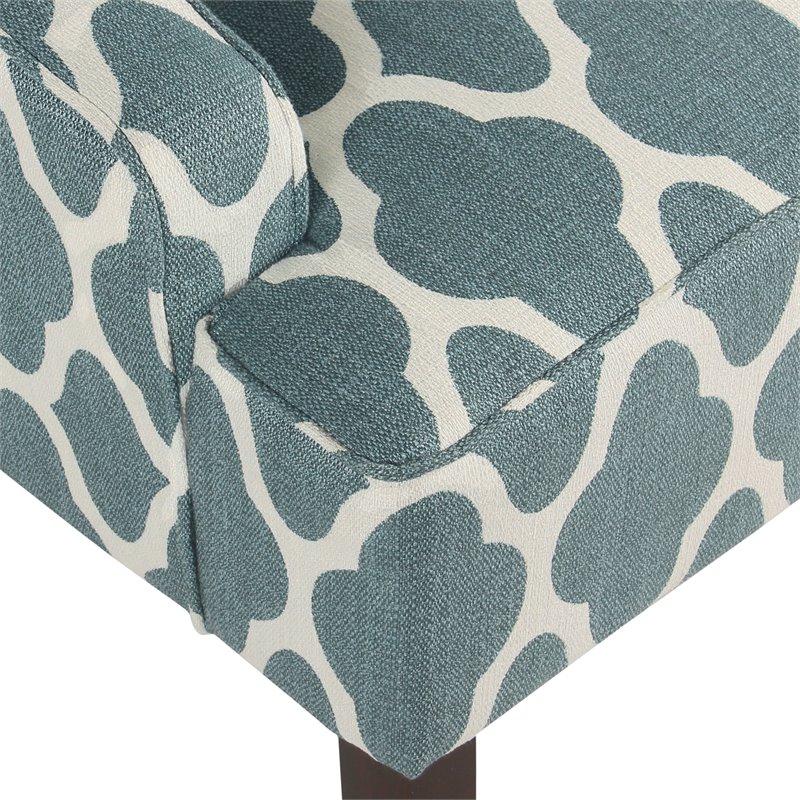 HomePop Traditional Fabric Geometric Swoop Arm Accent Chair in Teal Blue