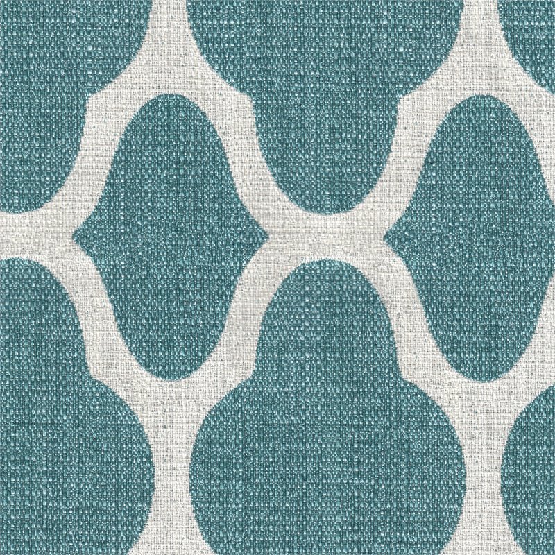 HomePop Traditional Fabric Geometric Swoop Arm Accent Chair in Teal Blue