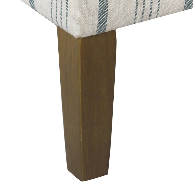 HomePop Emerson Wood & Fabric Stripe Pattern Accent Arm Chair in Teal Blue