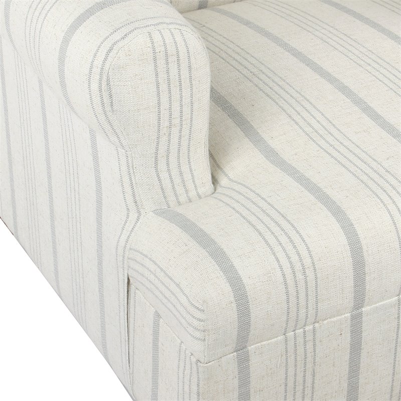 HomePop Emerson Wood & Fabric Stripe Pattern Accent Chair w/ Rolled Arm in Gray