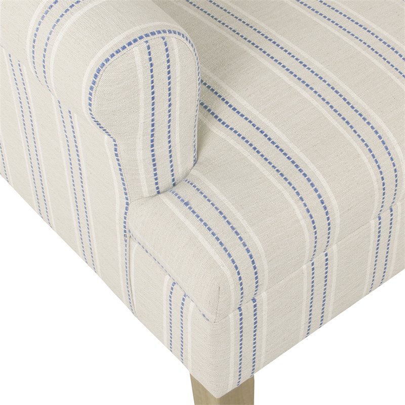 HomePop Emerson Wood & Fabric Stripe Pattern Wingback Accent Chair in White/Blue